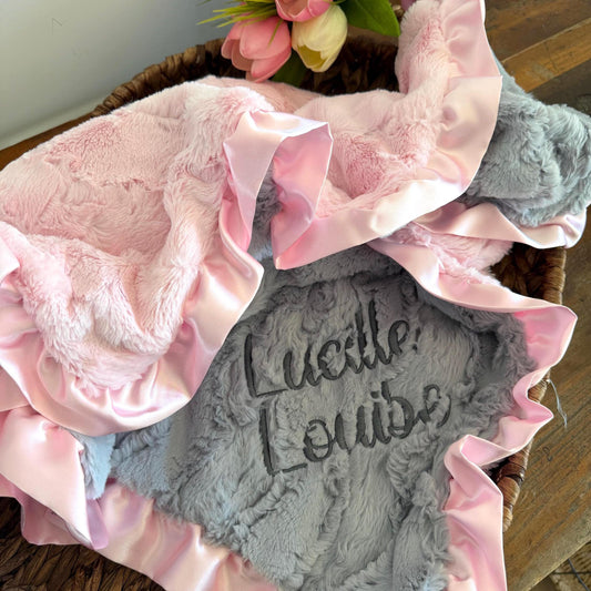 Pink Baby Blanket with Ruffle Trim