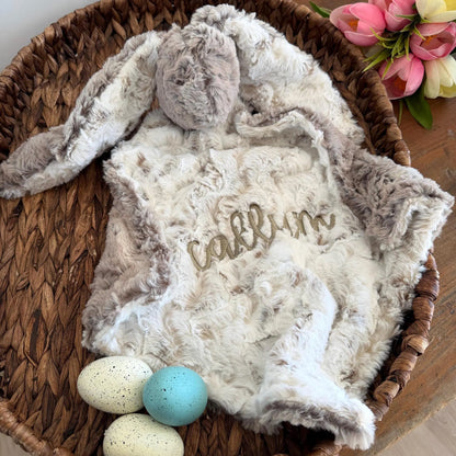 Embroidered Baby Bunny Lovey, Gray