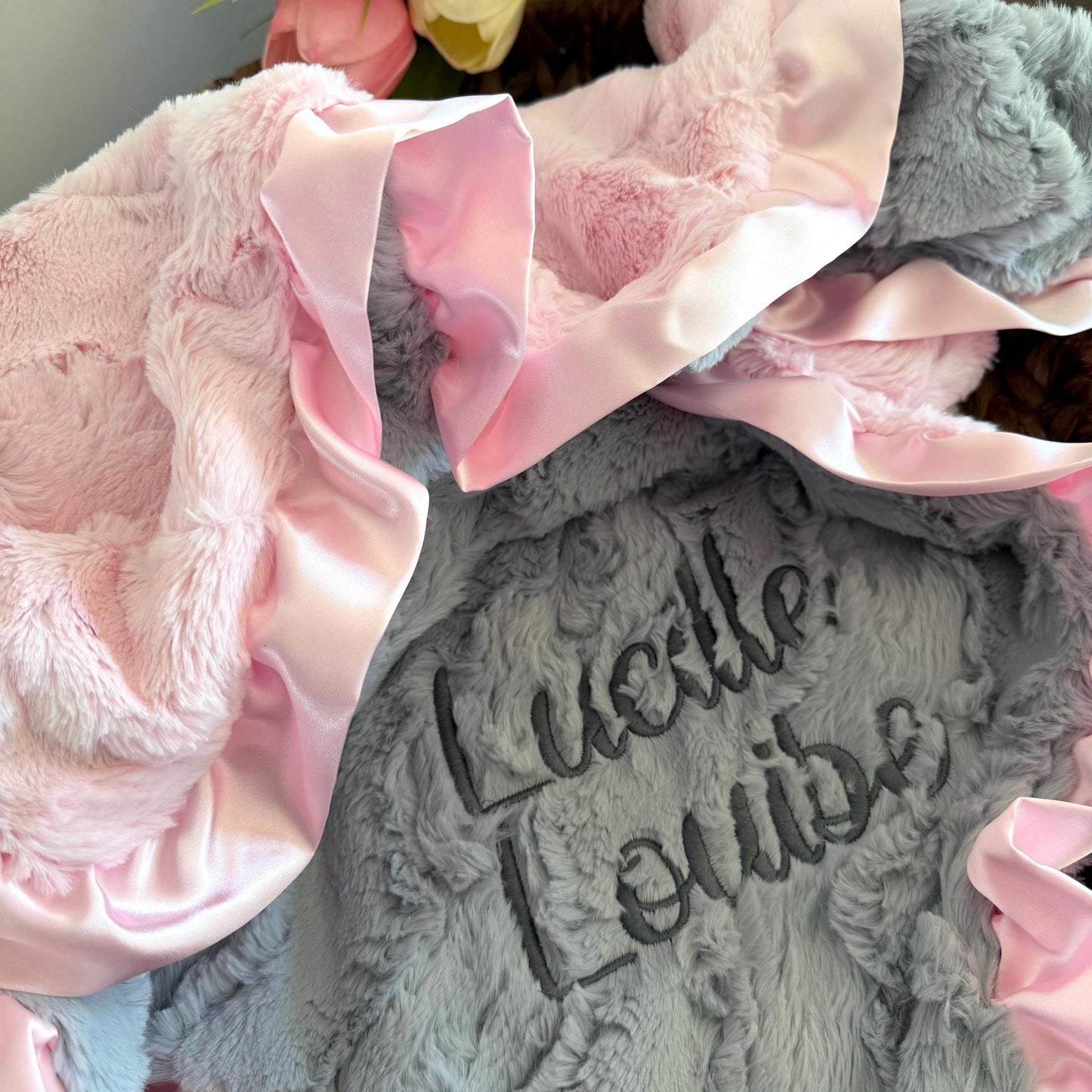 Pink Baby Blanket with Ruffle Trim