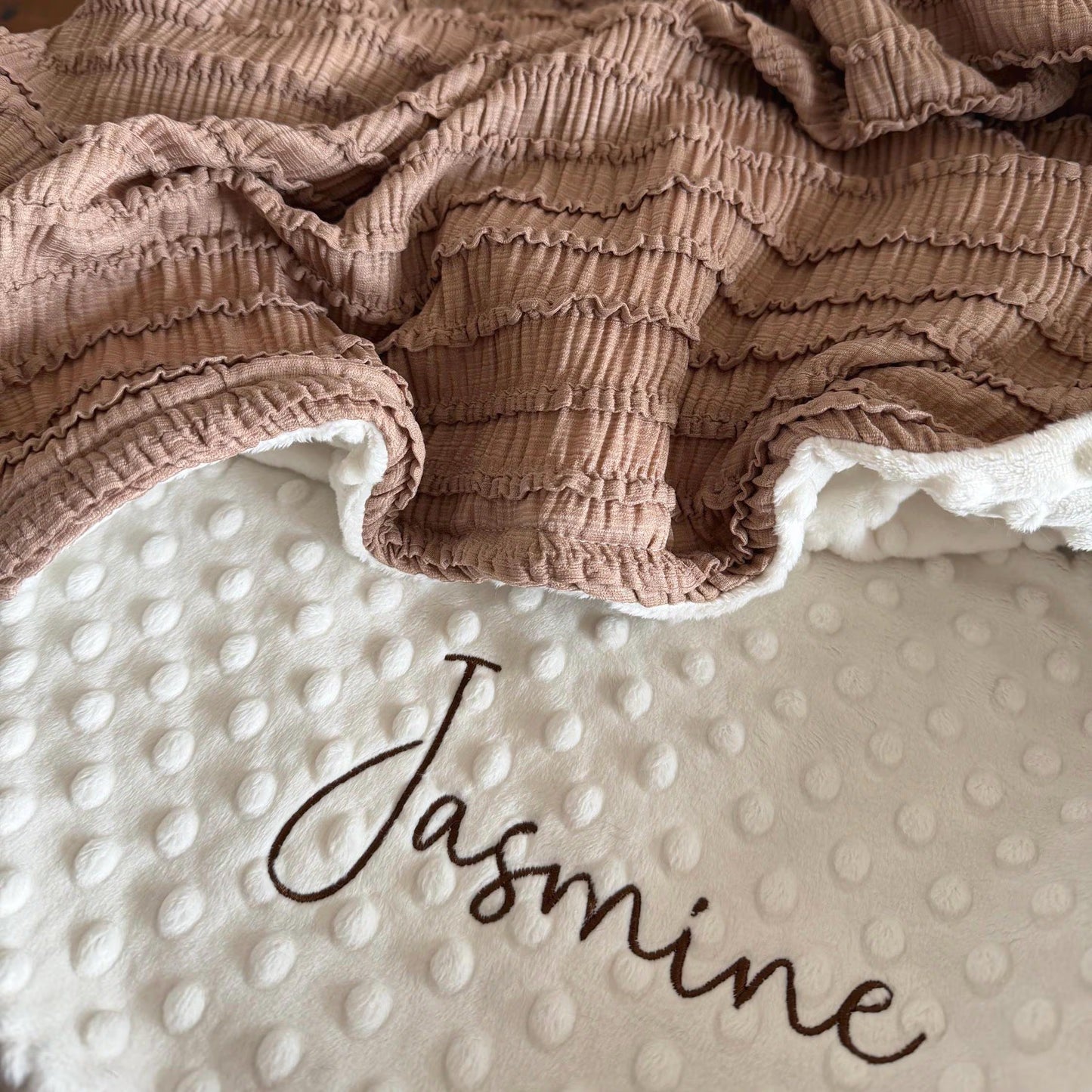 Ruffled Mocha Baby Blanket