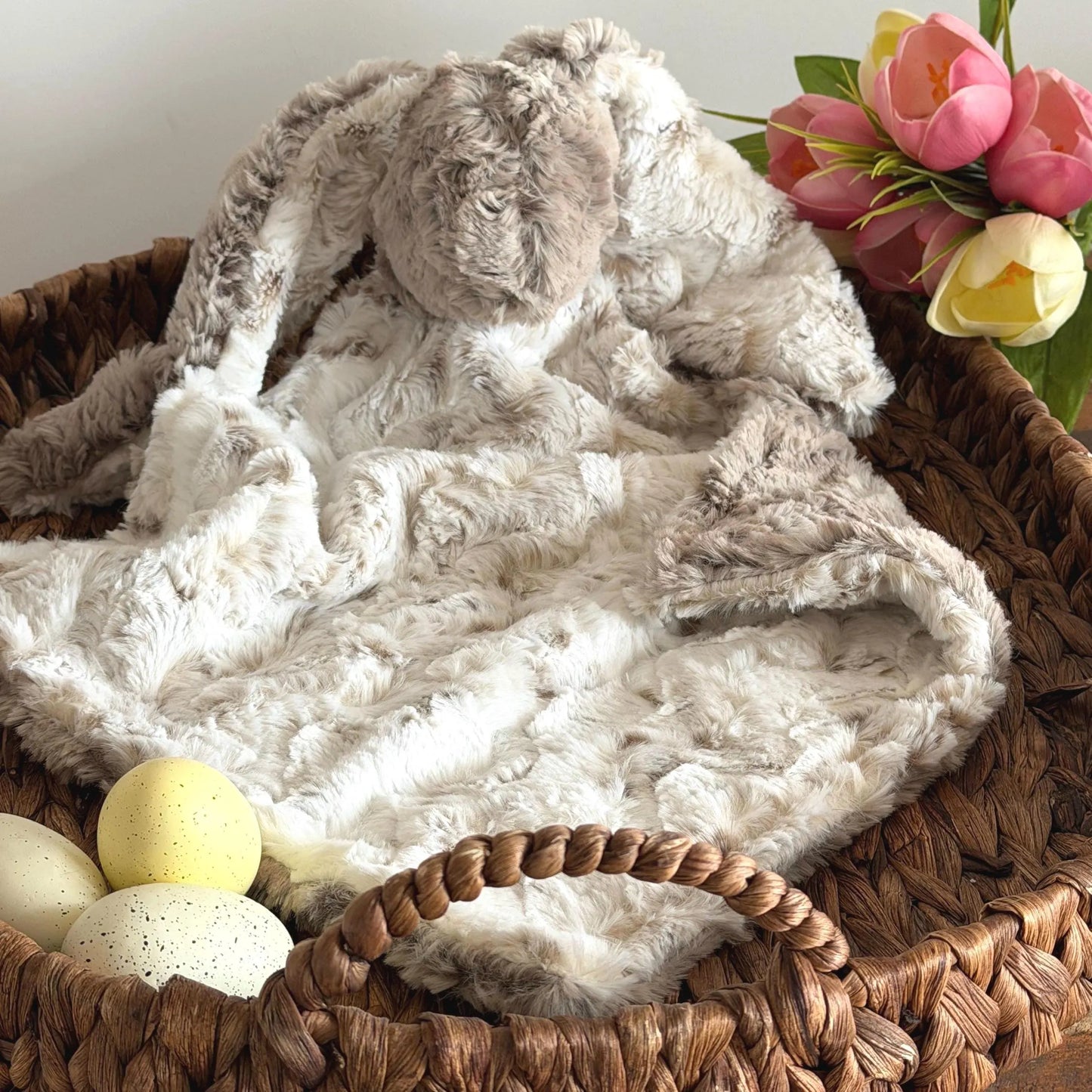 Embroidered Baby Bunny Lovey, Gray