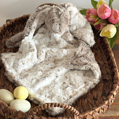 Embroidered Baby Bunny Lovey, Gray