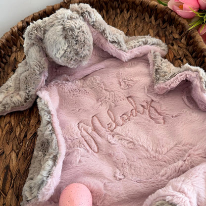 Embroidered Baby Bunny Lovey, Sandshell