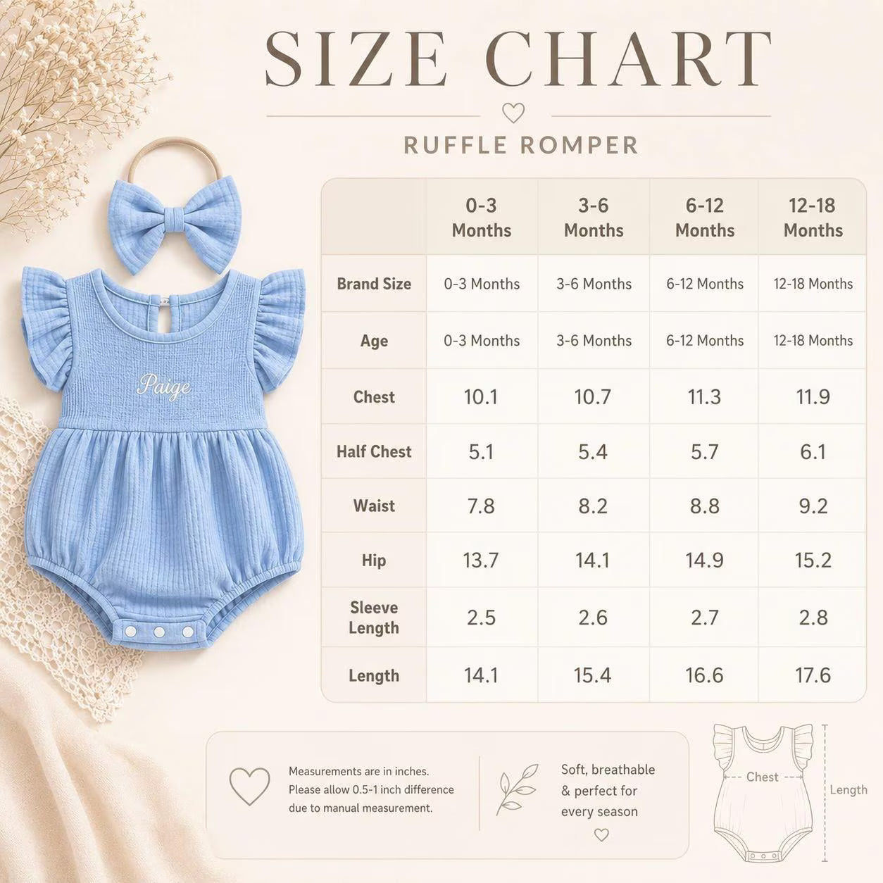Personalized Muslin Baby Girl Romper