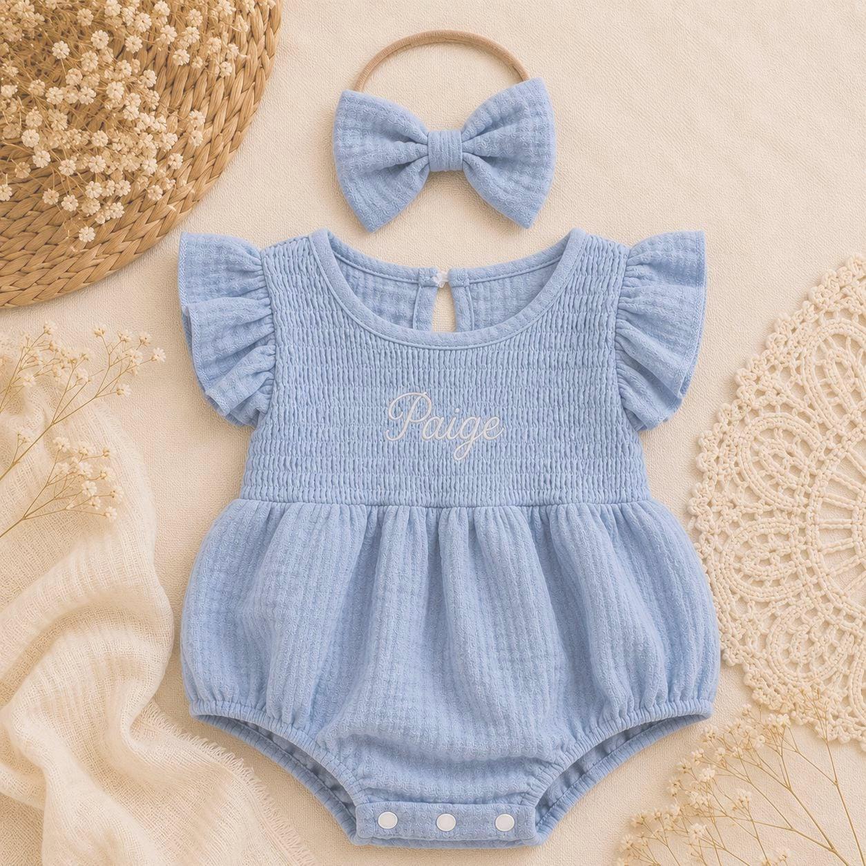 Personalized Muslin Baby Girl Romper
