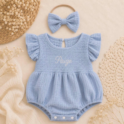 Personalized Muslin Baby Girl Romper