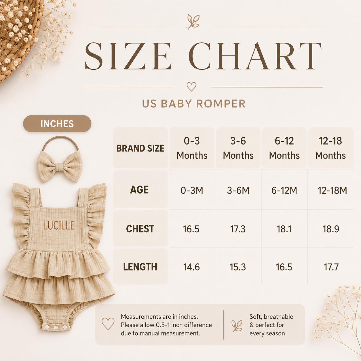Personalized Muslin Ruffle Romper & Bow Headband Set