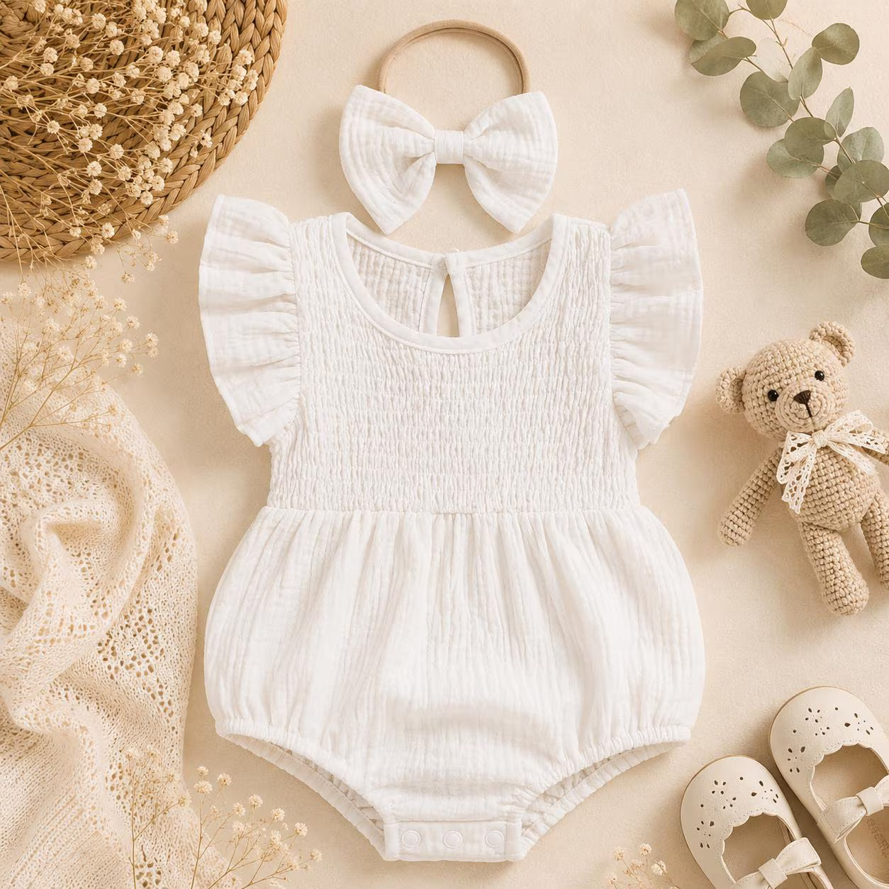 Personalized Muslin Baby Girl Romper