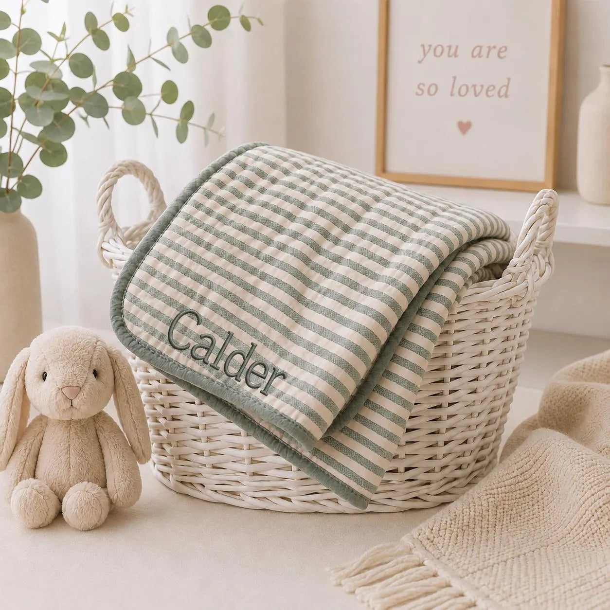 Personalized Organic Cotton Muslin Baby Blanket