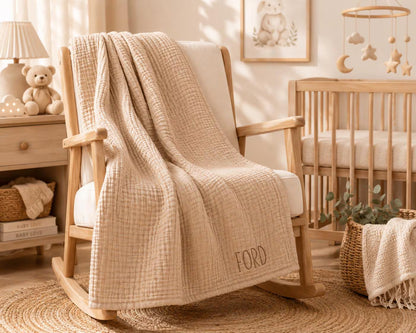 Personalized 100% Cotton Muslin Baby Blanket