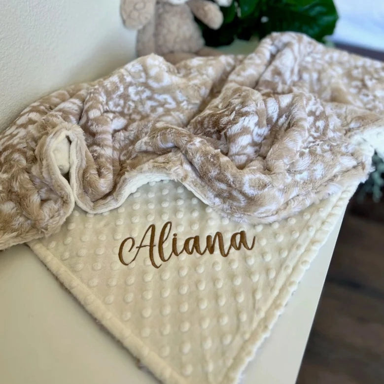 Ocelot Leopard Minky Baby Blanket - Personalized