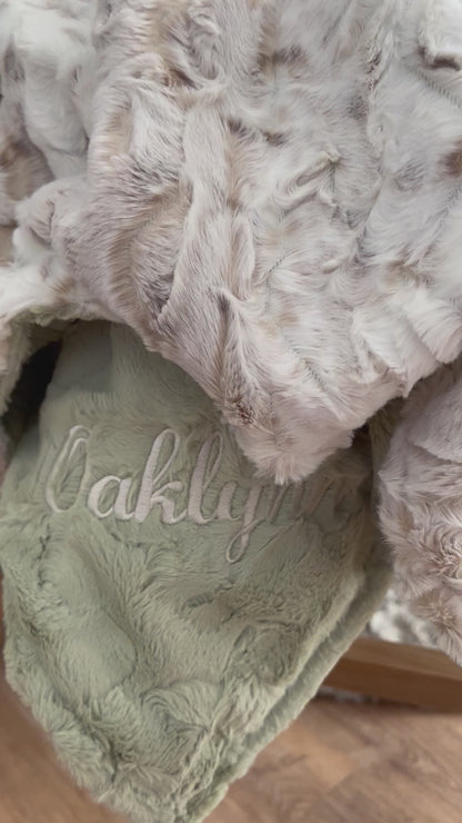 Snow Owl Natural Minky Baby Blanket - Personalized