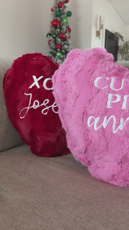 XOXO Valentine's Day Embossed Heart Pillow - Personalized