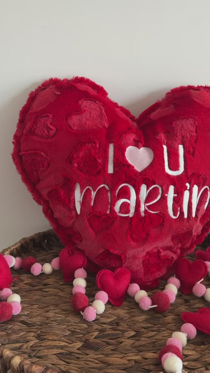 I Heart U Valentine's Day Heart Pillow - Personalized