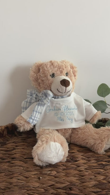 Boy Teddy Bear with Custom T-Shirt - Personalized