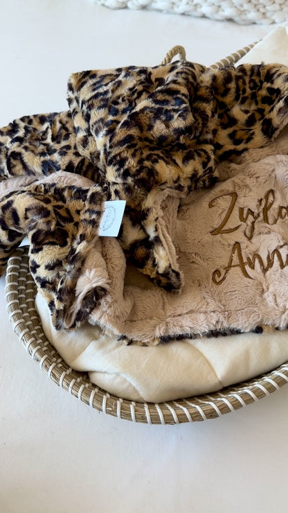 Personalized Latte Hide Baby Blanket - Personalized Leopard Blanket