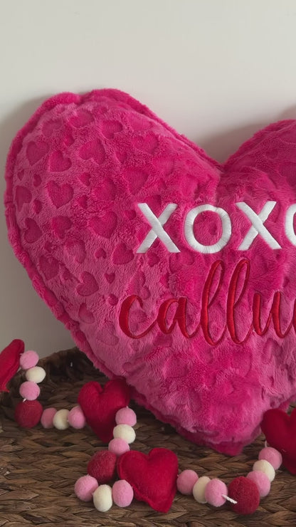 XOXO Valentine's Day Embossed Heart Pillow - Personalized