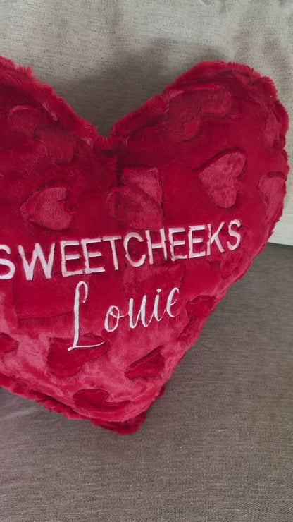 XOXO Valentine's Day Embossed Heart Pillow - Personalized