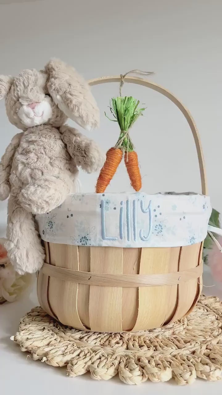 Embroidered Easter Basket, Custom Kids Basket, Easter, Basket, Personalized Easter Basket, Baby Boy First Easter Basket, Baby Blue Floral