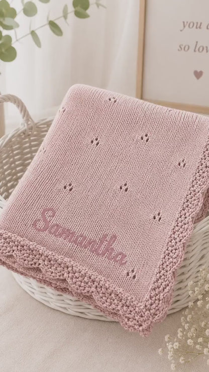 Personalized Knit Pointelle Baby Blanket