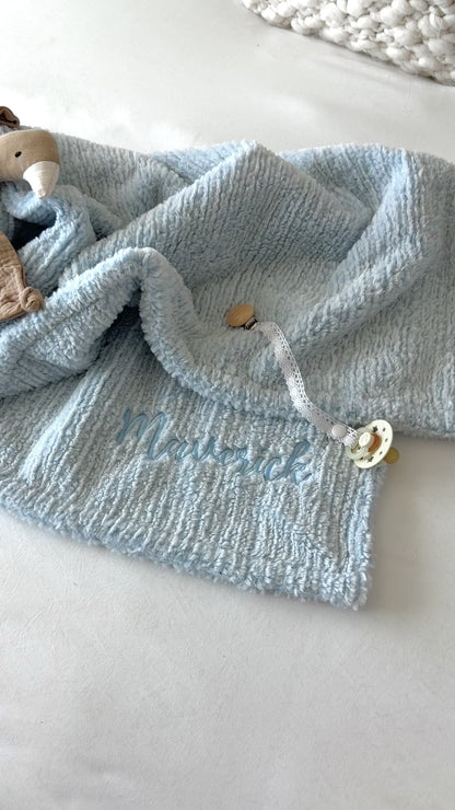 Personalized Baby Blue Weave Blanket