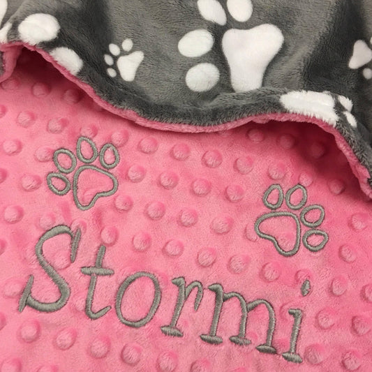 Paw Print Blanket Minky Pet Blanket - Personalized