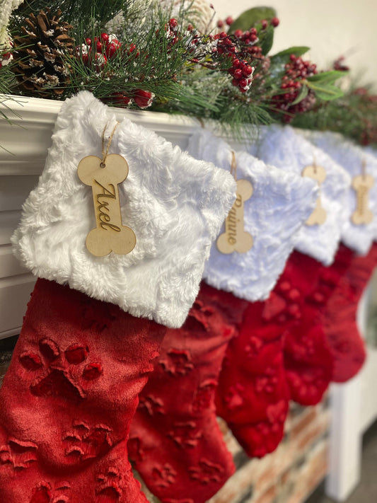 Puppy Red Christmas Stocking - Personalized