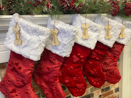 Puppy Red Christmas Stocking - Personalized