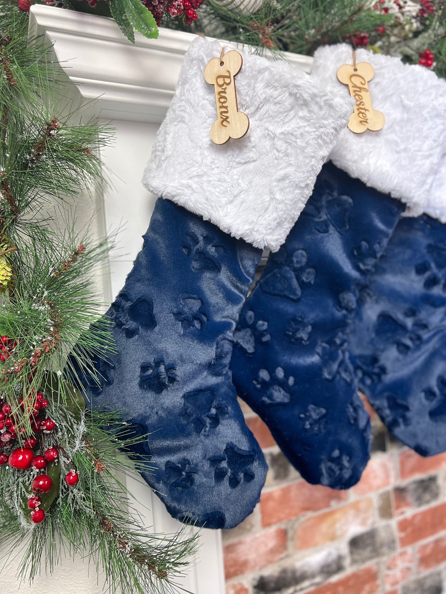 Navy Paw Puppy Christmas Stocking - Personalized