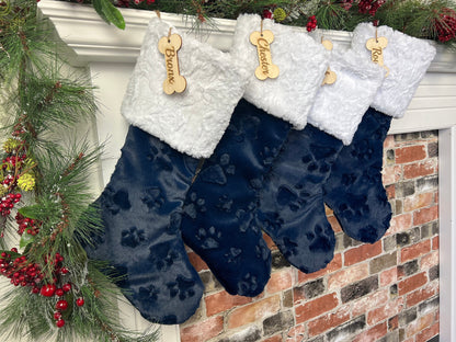 Navy Paw Puppy Christmas Stocking - Personalized