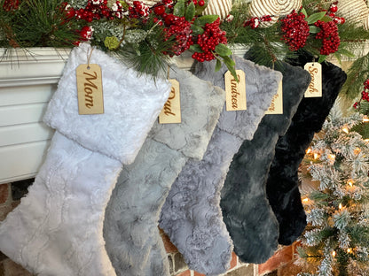 Gray White Black Christmas Stocking - Personalized