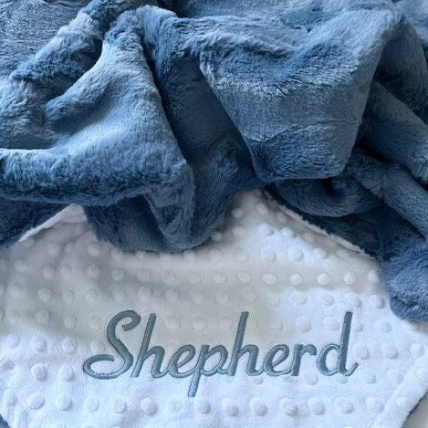 Denim Hide Minky Baby Blanket - Personalized