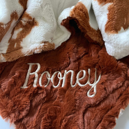 Penny Calf Ginger Cow Western Minky Baby Blanket - Personalized