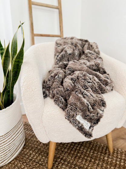 Wild Rabbit Walnut Brown Natural Adult Minky Throw Blanket