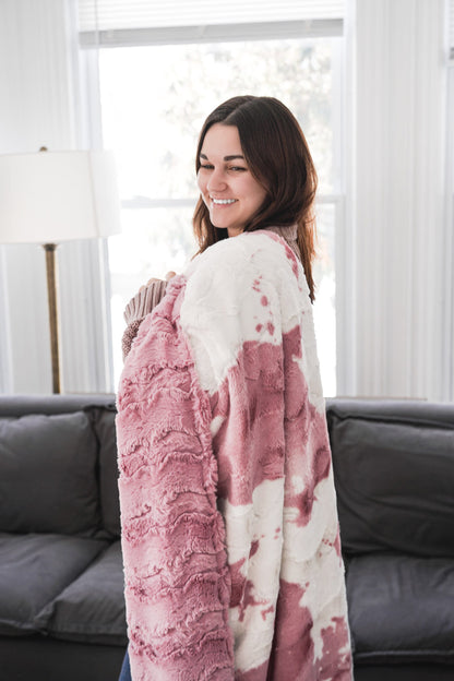 Blush Calf Pink Adult Minky Throw Blanket