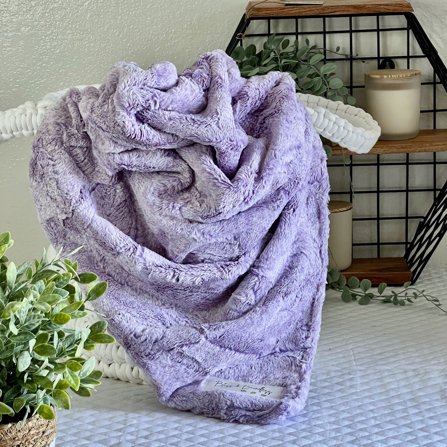 Heather Aster Lavender Purple Adult Minky Throw Blanket