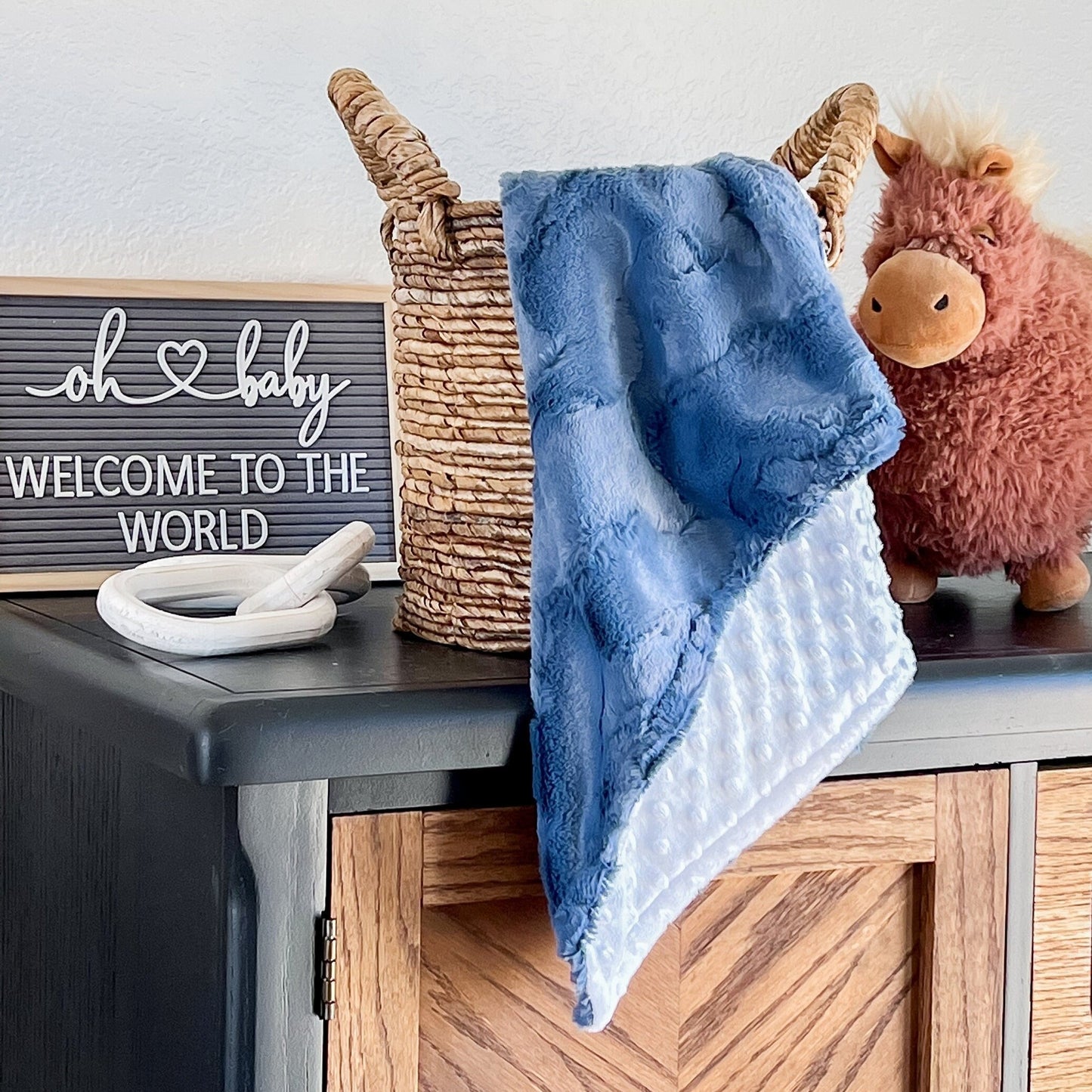 Denim Hide Minky Baby Blanket - Personalized