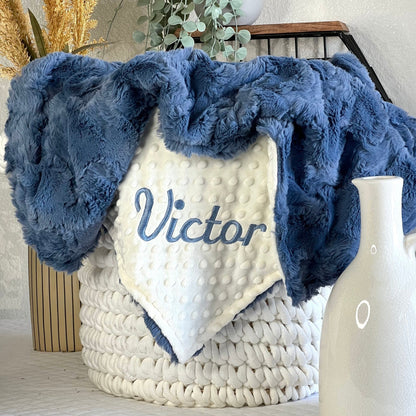 Jeans Glacier Minky Baby Blanket - Personalized