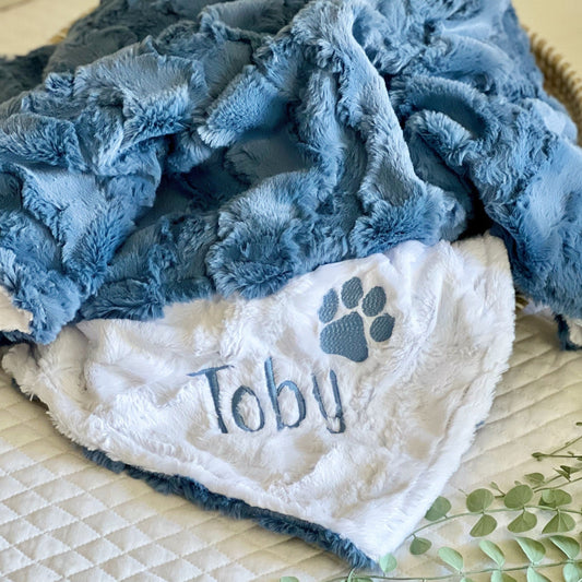 Denim Jeans Glacier Minky Pet Blanket - Personalized