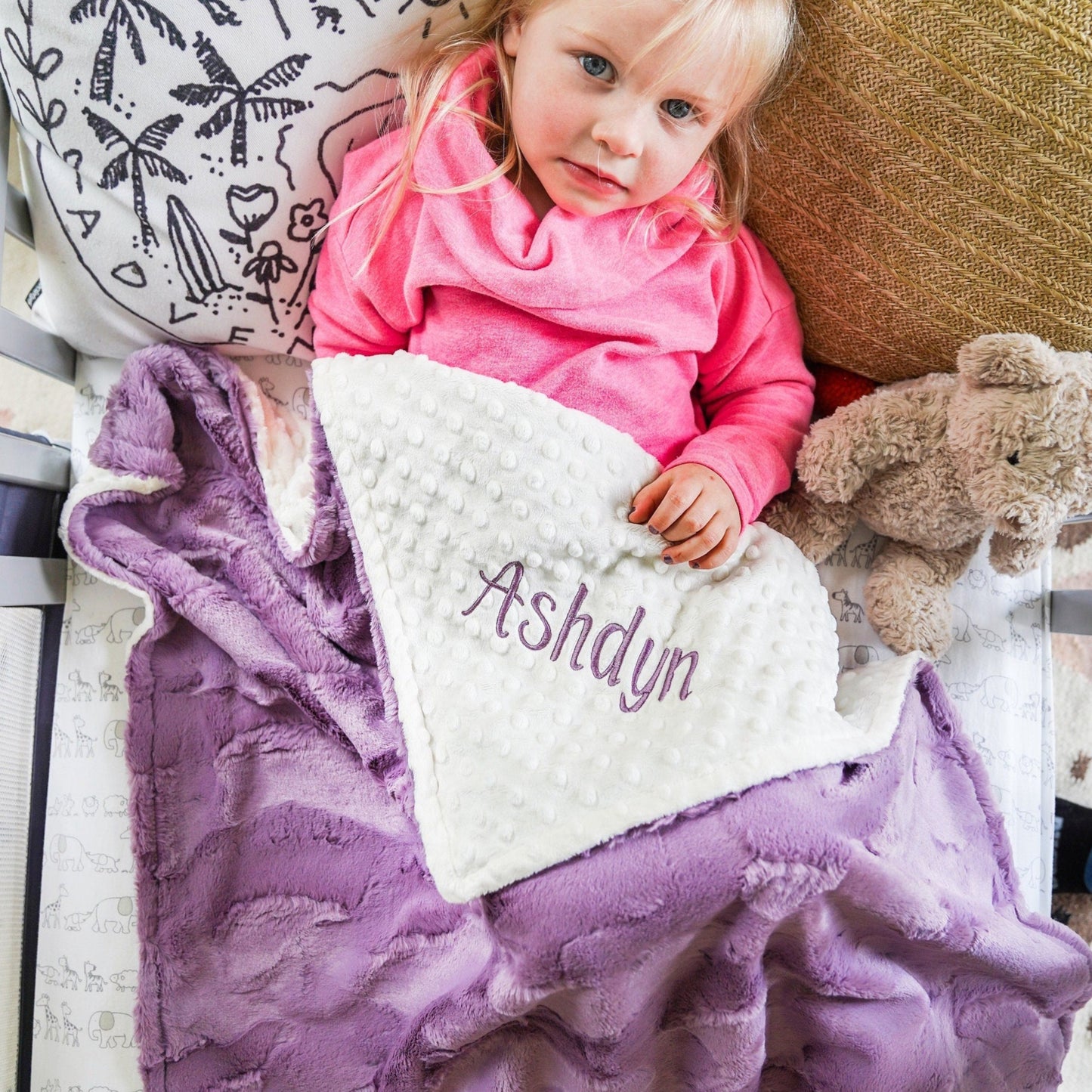 Elderberry Lavender Hide Minky Baby Blanket - Personalized