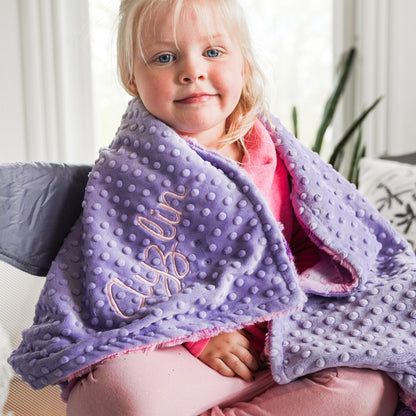 Unicorn Sorbet Pink Purple Tie Dye Minky Baby Blanket - Personalized