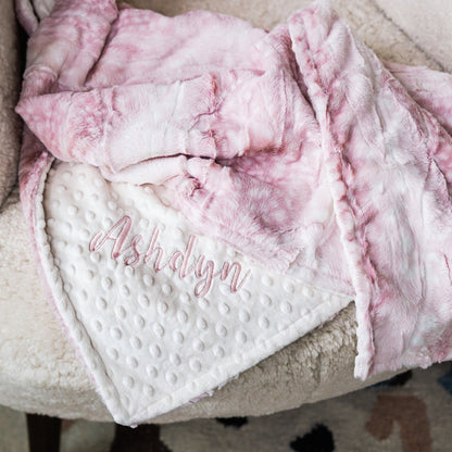 Rosewater Fawn Minky Baby Blanket - Personalized