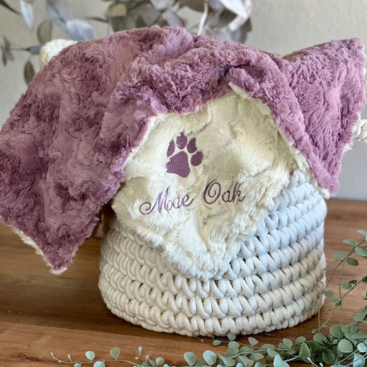 Minky Mauve Glacier Minky Pet Blanket - Personalized