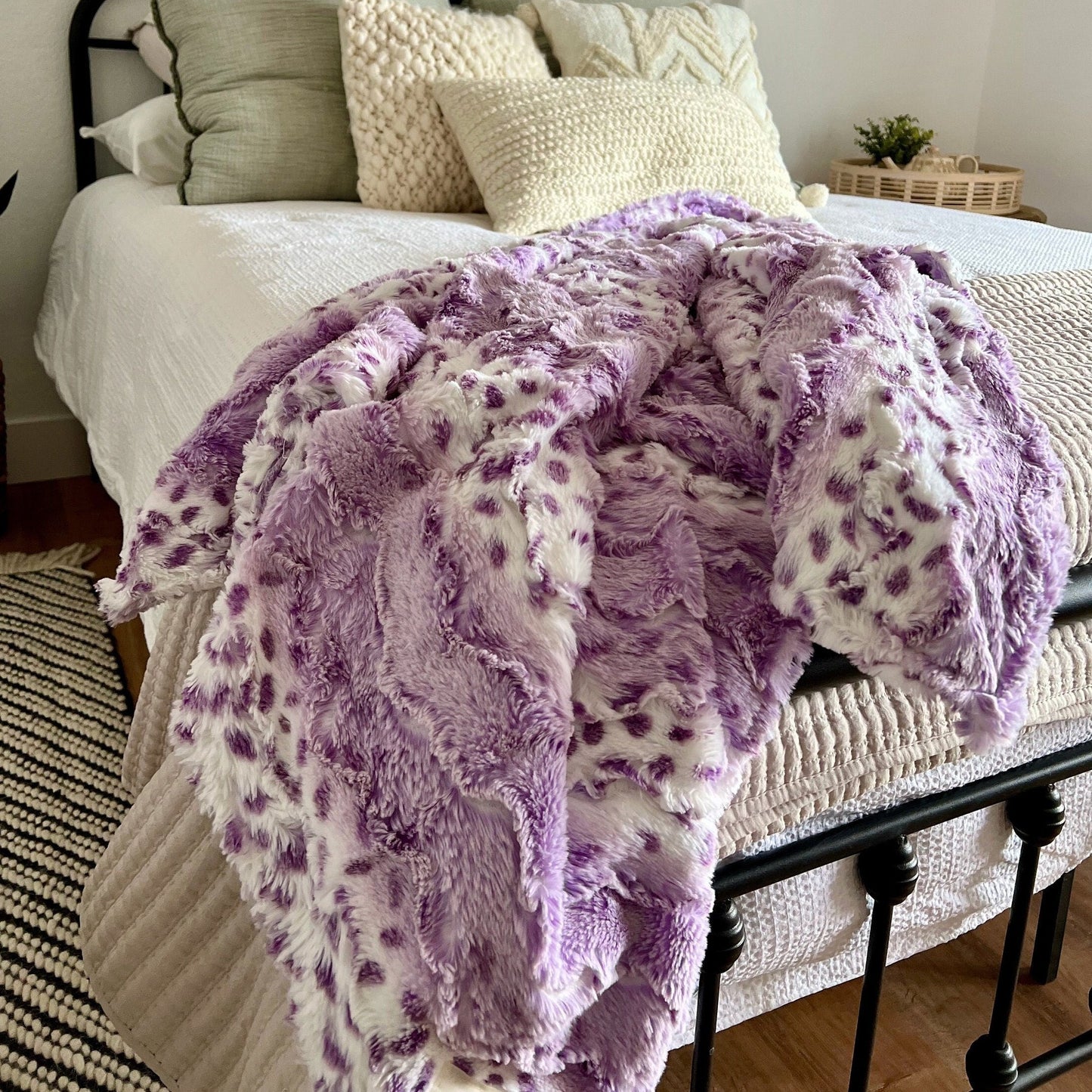 Lavender Wild Lynx Adult Throw Blanket