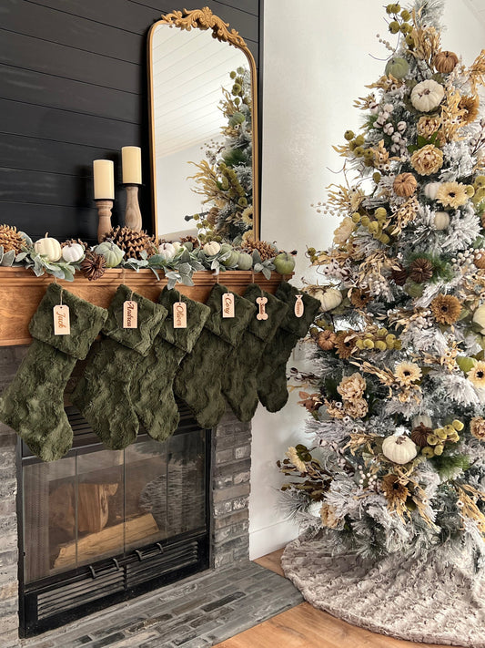 Moss Green Christmas Stocking - Personalized
