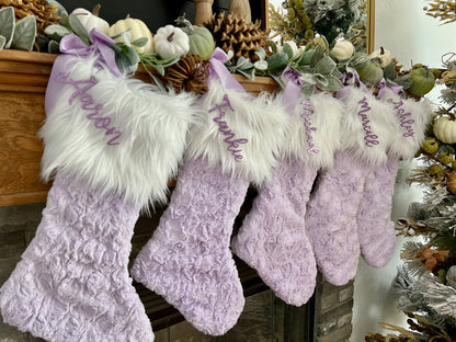 Lavender Light Purple Christmas Stocking - Personalized
