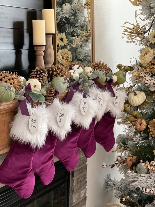 Plum Violet Purple Lavender Velvet Christmas Stocking - Personalized