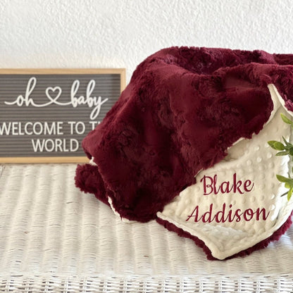 Merlot Glacier Minky Baby Blanket - Personalized