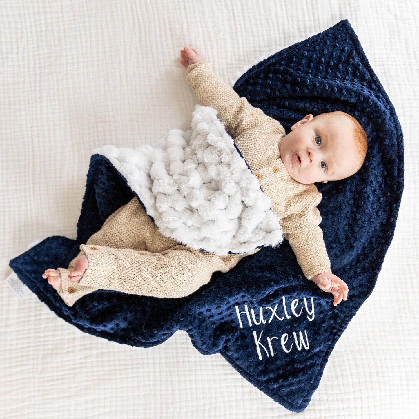 White Cloud Nora Minky Baby Blanket - Personalized