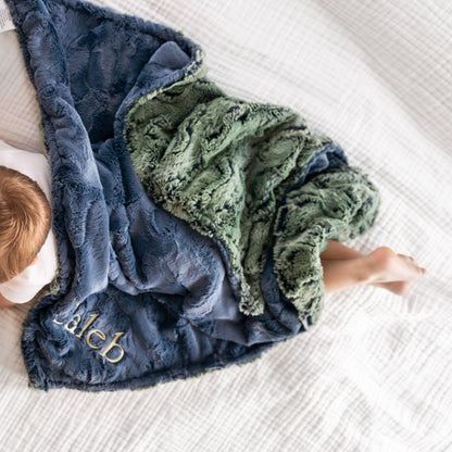 Wild Rabbit Artichoke Minky Baby Blanket - Green Baby Boy Blanket - Personalized